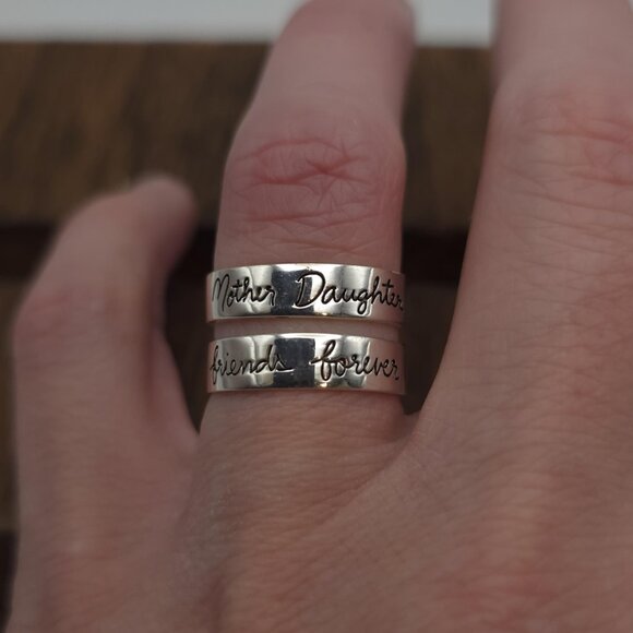 Size 6.75 Sterling Silver Mother Daughter Friends Forever Ring A1519 - Picture 2 of 7